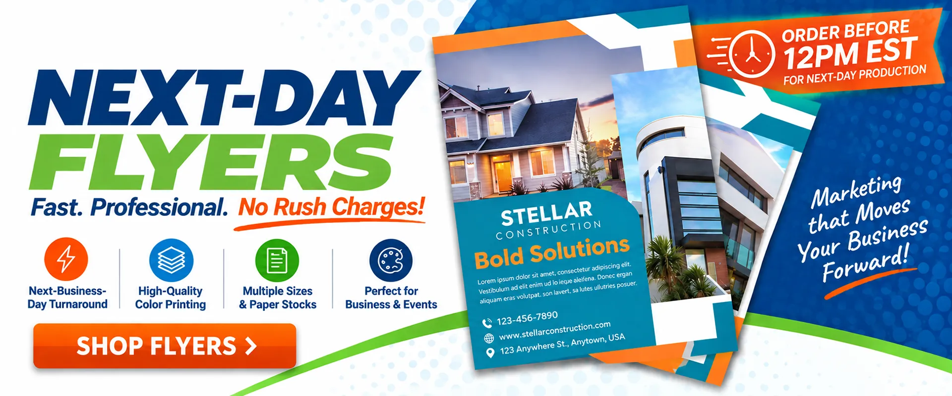Next-day flyer printing from PGI Printing with high-quality color printing, multiple sizes and paper stocks, and no rush charges.